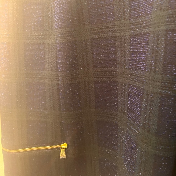 Navy Plaid  top with Gold Zipper Accent - Picture 6 of 12